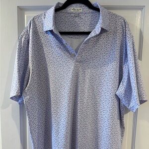 Peter Millar Light Blue Patterned Polo Shirt